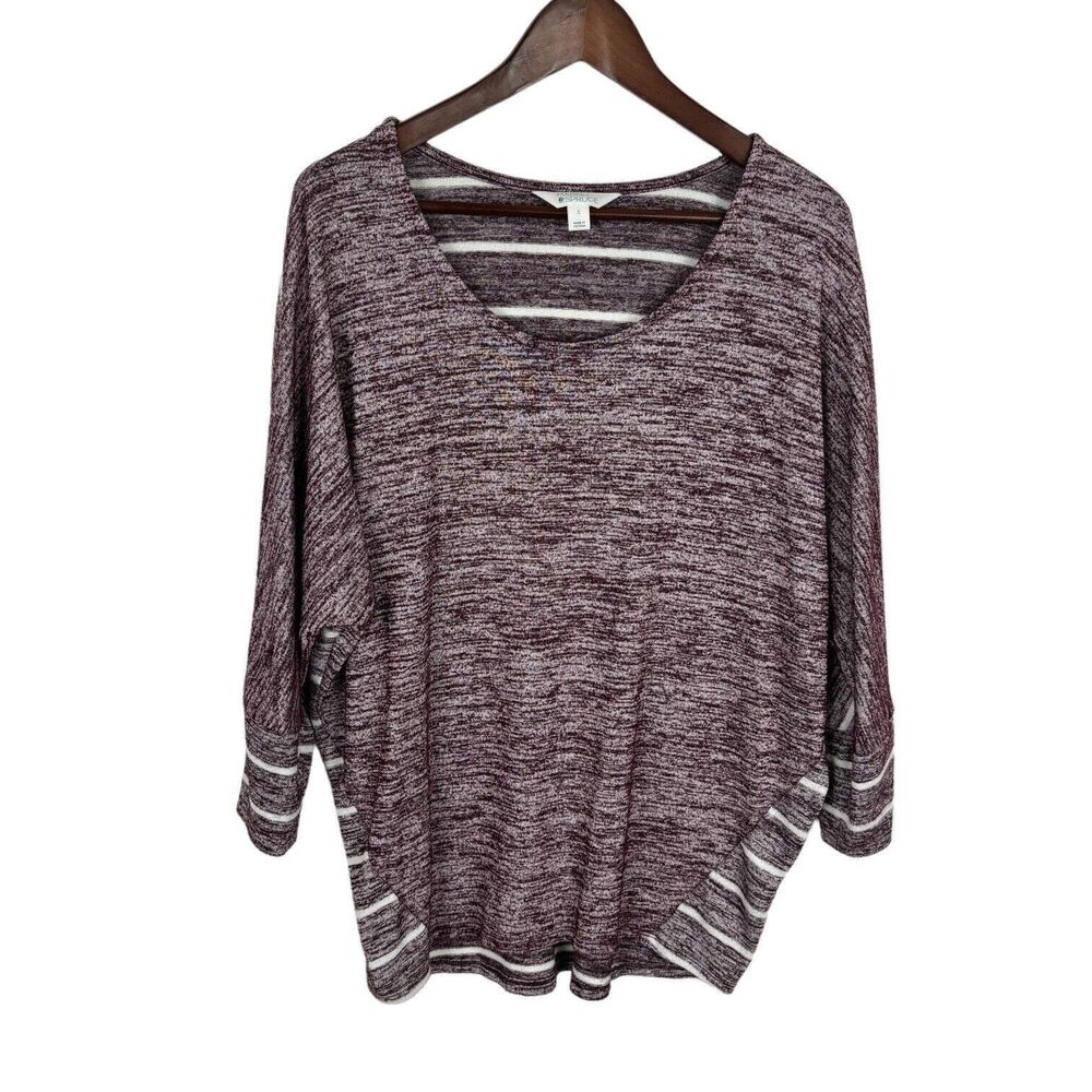 Market & Spruce Burgundy Red and White Knit Top Shirt Women's Large